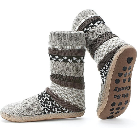 Women's Fuzzy Slipper Socks Winter Indoor Shoes Non-slip Gripper Sole - Picture 1 of 8